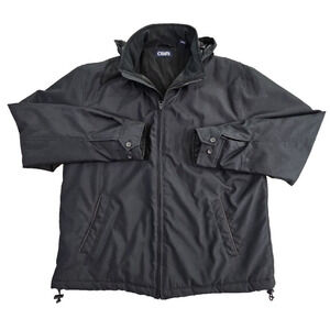 Chaps Heavy Coat Men's XL Navy Full Zip Stow-Away Hoodie Fleece Lined Drawstring